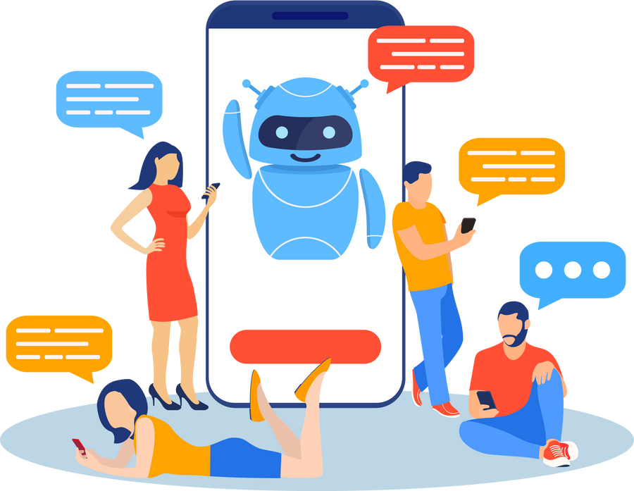 Chatbot ai and customer service concept.