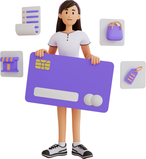 girl holding credit card